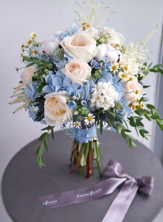 زیباترین مدل های دسته گل عروس با هورتانسیا