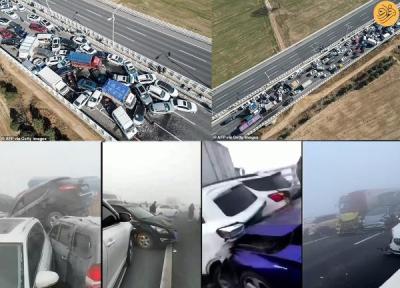 بزرگترین تصادف زنجیره ای دنیا؛ برخورد بیش از 200 خودرو با یک کشته!