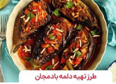 طرز تهیه دلمه بادمجان با گوشت چرخ نموده لذیذ